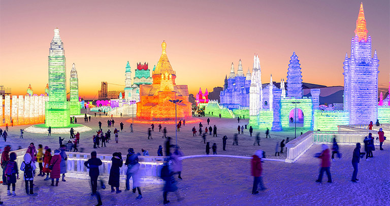 Harbin Ice and Snow World- ມີສີນ້ຳກ້ອນ Disneyland