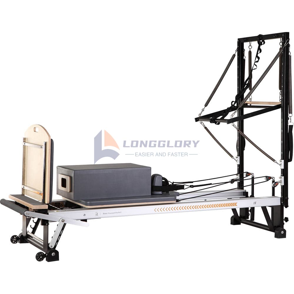 Aluminum Pilates Reformer ມີຫໍເຄິ່ງ
